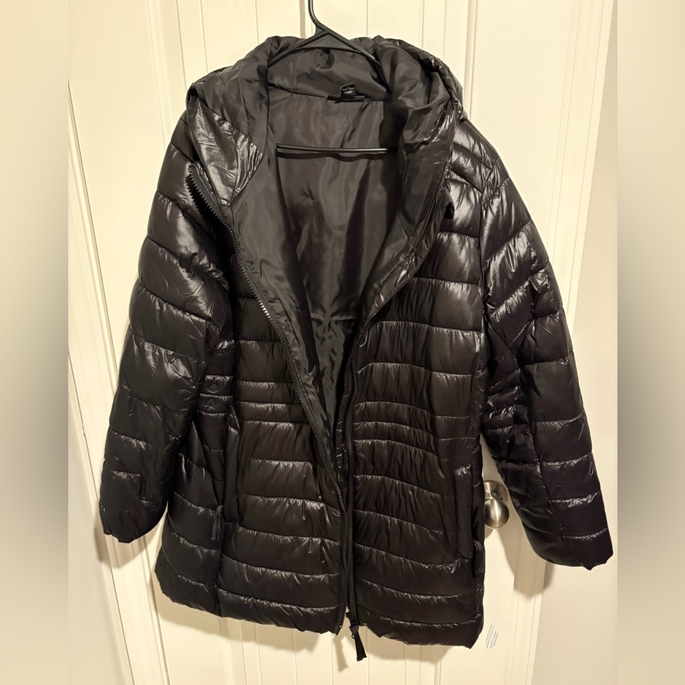 Swiss Tech Women's Shiny Black Puffer Coat